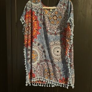 Bohemian Patterned Tunic with Tassels
